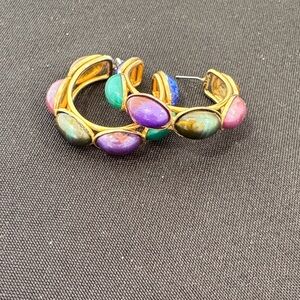 Colorful Gemstone Hoop Earrings
